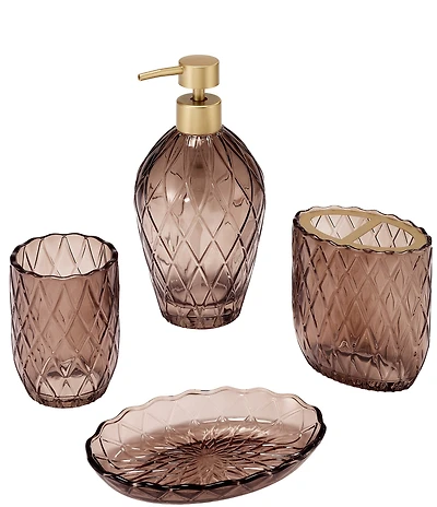 Avanti Linens x Nicole Miller Bijou Embossed Diamond Trellis 4-Piece Bath Accessory Set