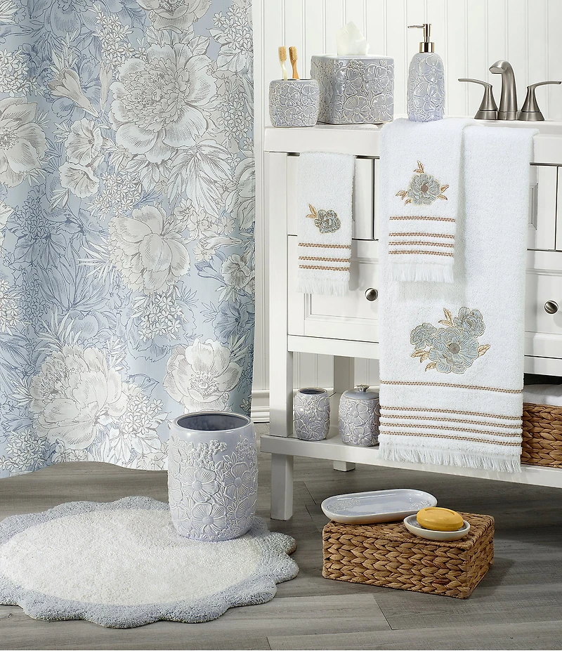 Avanti Linens x Nicole Miller Camille Dimensional Floral Design Tissue Box Cover