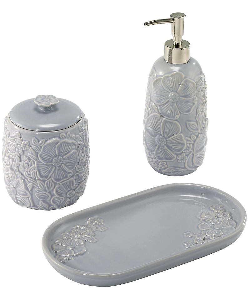 Avanti Linens x Nicole Miller Camille Floral Design 3-Piece Vanity Set