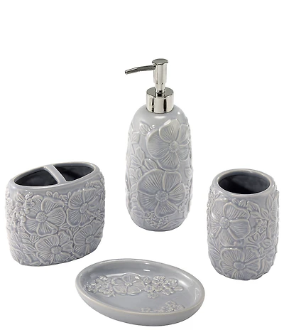 Avanti Linens x Nicole Miller Camille Floral Design 4-Piece Bath Accessory Set