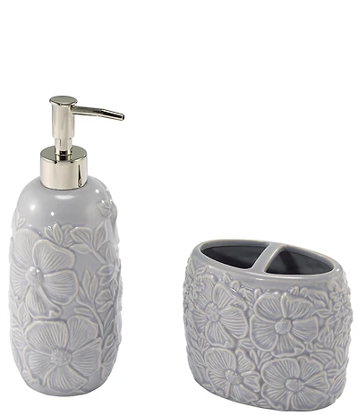 Avanti Linens x Nicole Miller Camille Floral Toothbrush Holder & Lotion Dispenser Set