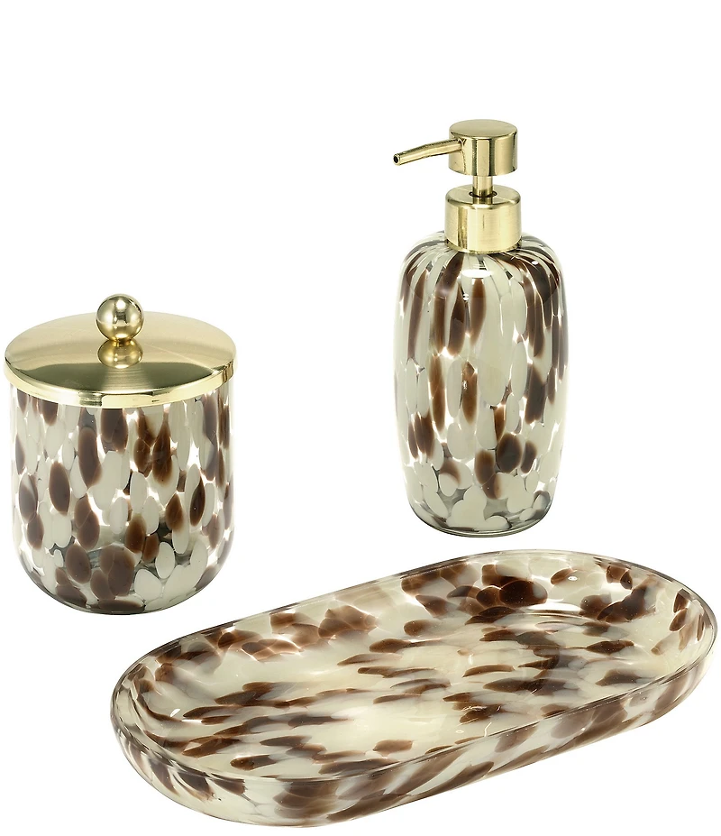 Avanti Linens x Nicole Miller Safari Print Glass 3-Piece Vanity Set