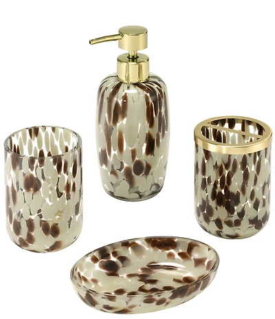 Avanti Linens x Nicole Miller Safari Print Glass 4-Piece Bath Accessory Set