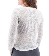 Aventura Ambrosia Ribbed Knit Burnout Crew Neck Long Sleeve Fitted Top