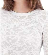 Aventura Ambrosia Ribbed Knit Burnout Crew Neck Long Sleeve Fitted Top