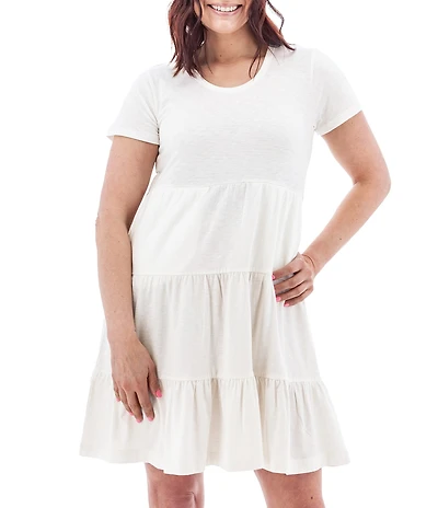 Aventura Asherton Solid Organic Cotton Blend Slub Knit Jersey Scoop Neck A-Line Dress