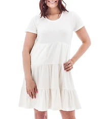 Aventura Asherton Solid Organic Cotton Blend Slub Knit Jersey Scoop Neck A-Line Dress
