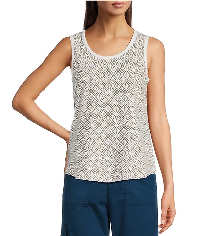 Aventura Bali Printed Organic Cotton Crew Neck Sleeveless Tank Top