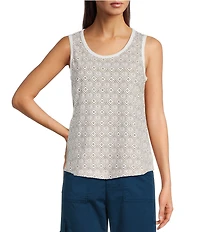 Aventura Bali Printed Organic Cotton Crew Neck Sleeveless Tank Top
