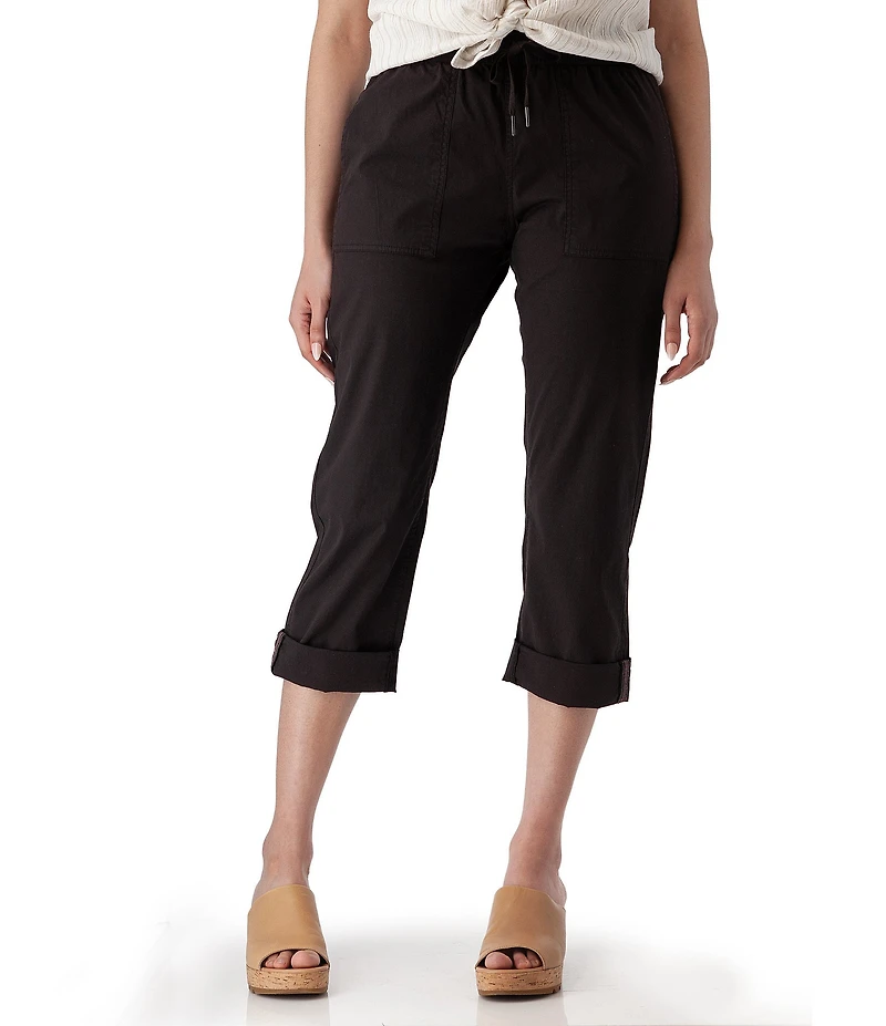 Aventura Ballard Solid Weave Flat Front Elastic Drawstring Waist Cropped Pants