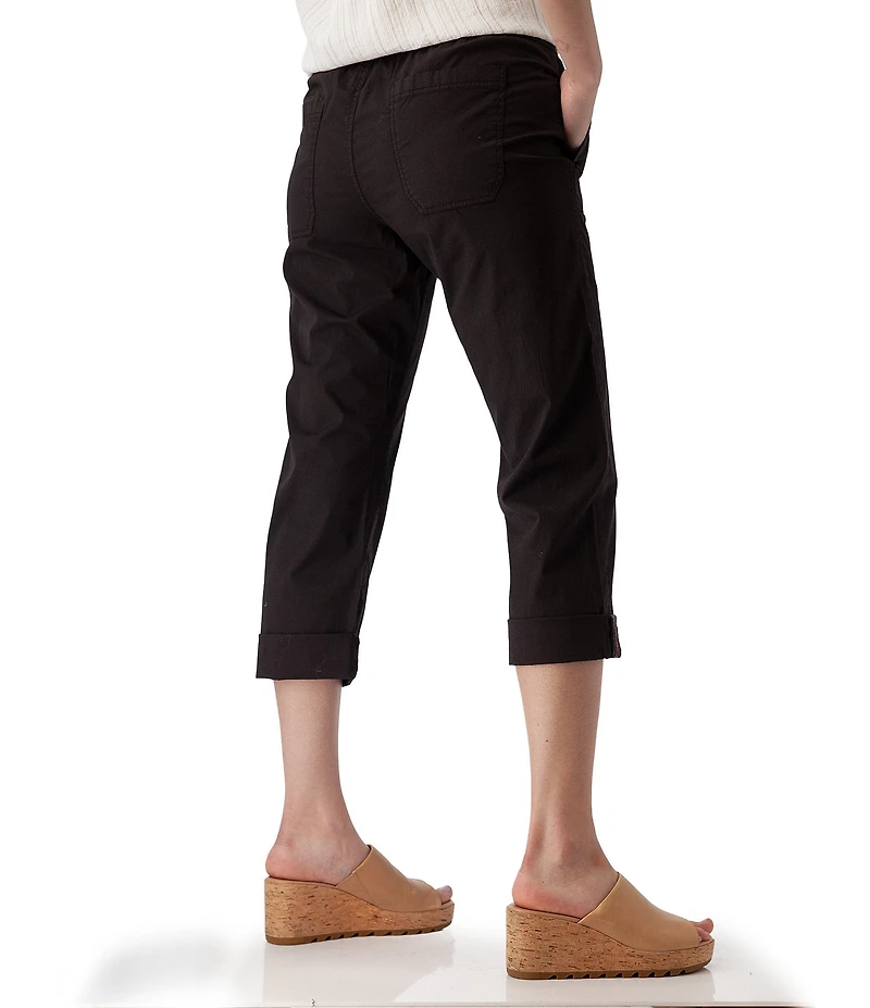 Aventura Ballard Solid Weave Flat Front Elastic Drawstring Waist Cropped Pants