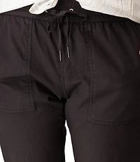 Aventura Ballard Solid Weave Flat Front Elastic Drawstring Waist Cropped Pants