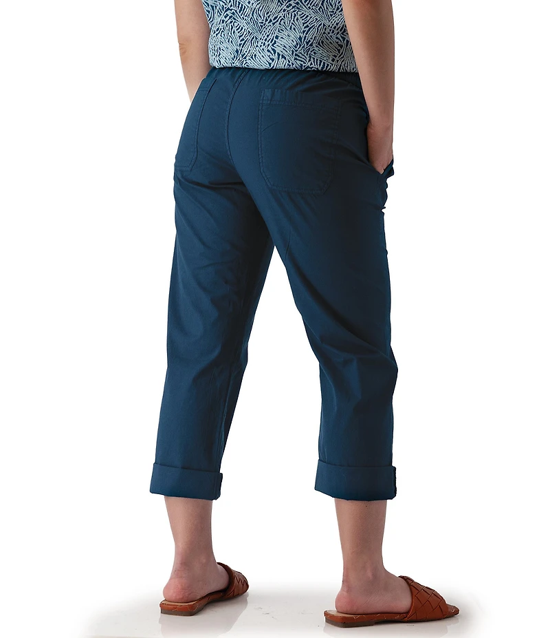 Aventura Ballard Solid Weave Flat Front Elastic Drawstring Waist Cropped Pants