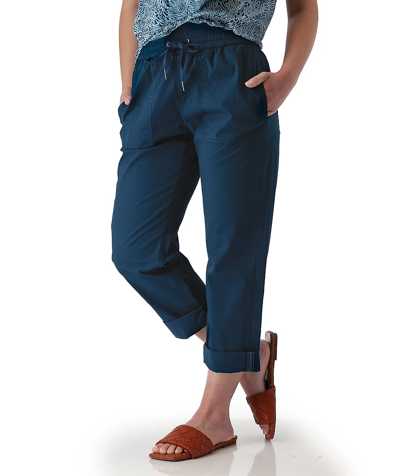 Aventura Ballard Solid Weave Flat Front Elastic Drawstring Waist Cropped Pants