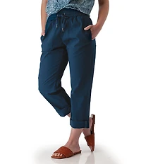 Aventura Ballard Solid Weave Flat Front Elastic Drawstring Waist Cropped Pants