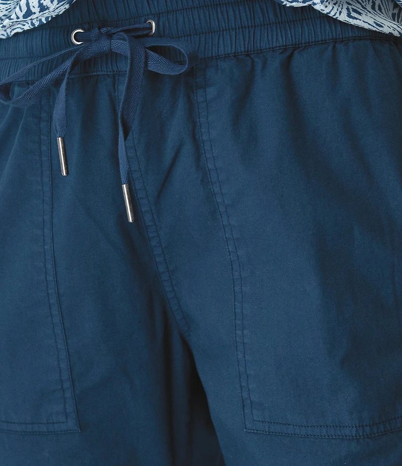 Aventura Ballard Solid Weave Flat Front Elastic Drawstring Waist Cropped Pants