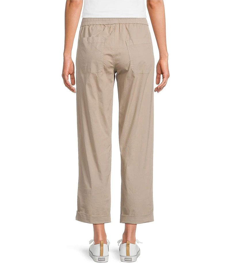 Aventura Ballard Solid Weave Flat Front Elastic Drawstring Waist Cropped Pants