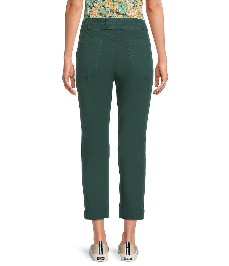 Aventura Ballard Solid Weave Flat Front Elastic Drawstring Waist Cropped Pants