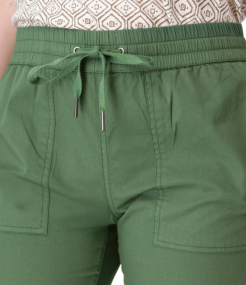 Aventura Ballard Solid Weave Flat Front Elastic Drawstring Waist Cropped Pants