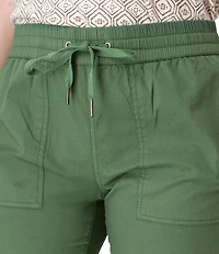 Aventura Ballard Solid Weave Flat Front Elastic Drawstring Waist Cropped Pants