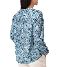Aventura Beachcomber Organic Cotton Printed Crepe Woven Long Sleeves Button Front Shirt