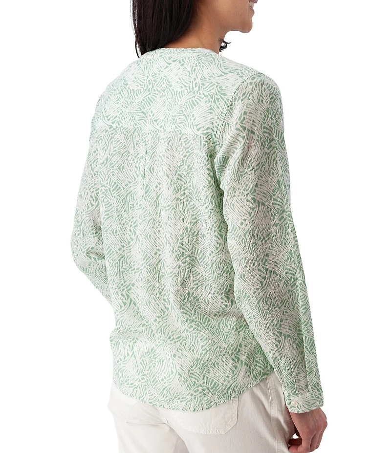 Aventura Beachcomber Organic Cotton Printed Crepe Woven Long Sleeves Button Front Shirt