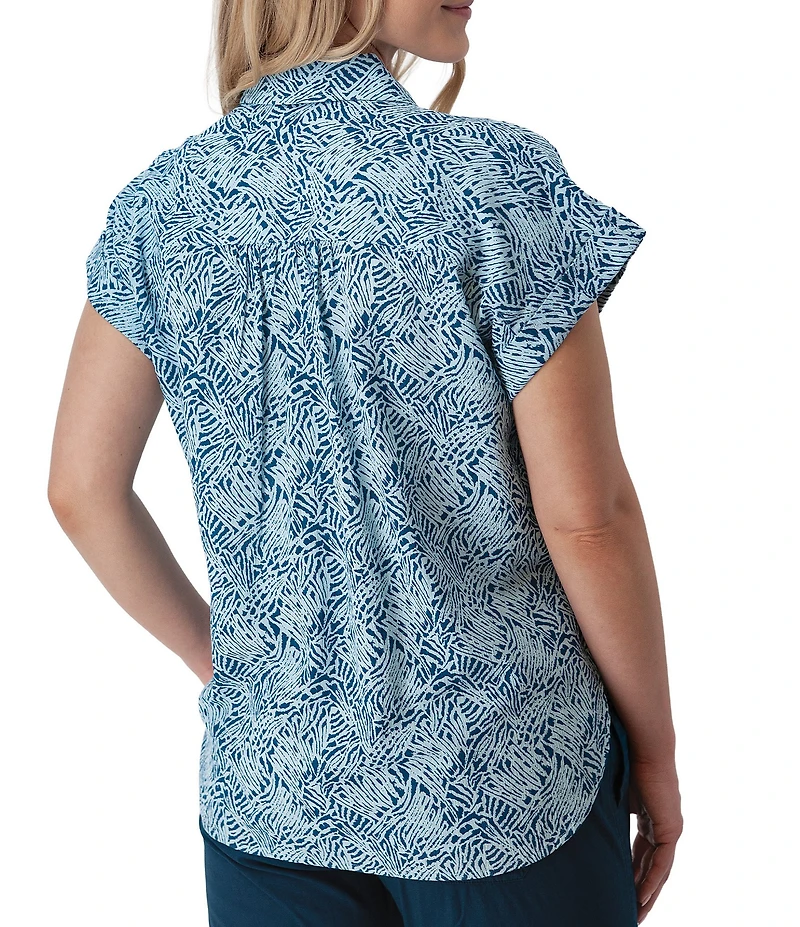 Aventura Beachcomber Organic Cotton Printed Crepe Woven Short Sleeves Button Front Shirt
