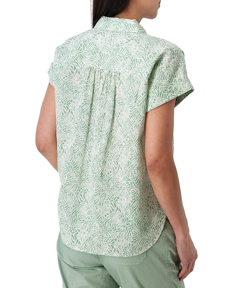 Aventura Beachcomber Organic Cotton Printed Crepe Woven Short Sleeves Button Front Shirt