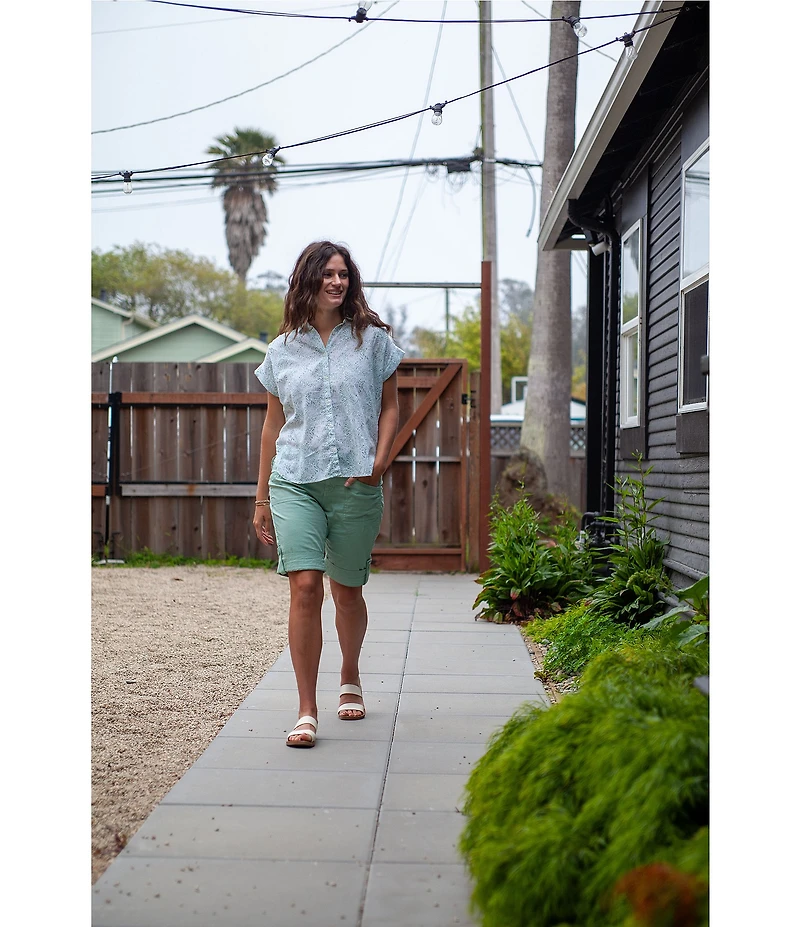 Aventura Beachcomber Organic Cotton Printed Crepe Woven Short Sleeves Button Front Shirt