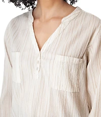 Aventura Beachcomber Organic Cotton Striped Crepe Woven Long Sleeves Button Front Shirt