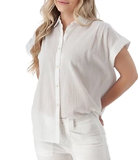 Aventura Beachcomber Texture Organic Cotton Short Sleeve Button Front Shirt