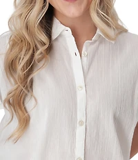 Aventura Beachcomber Texture Organic Cotton Short Sleeve Button Front Shirt