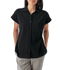 Aventura Beachcomber Texture Organic Cotton Short Sleeve Button Front Shirt