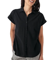 Aventura Beachcomber Texture Organic Cotton Short Sleeve Button Front Shirt