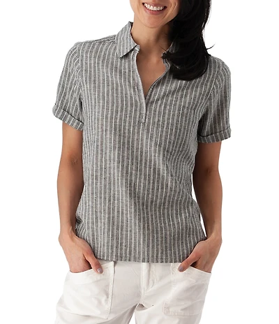 Aventura Breezy Johnny Collar Popover Camp Shirt