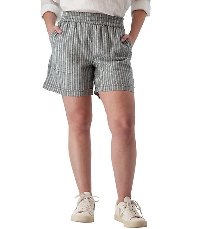 Aventura Breezy Stripe Mid Rise Smocked Waist Pull-On Shorts