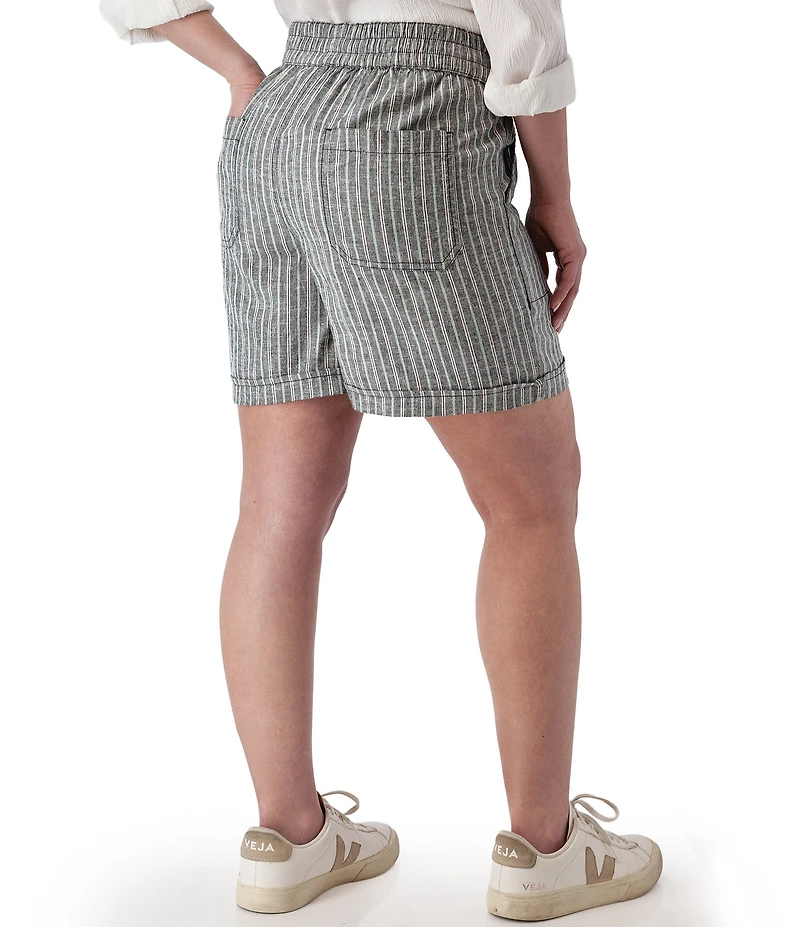 Aventura Breezy Stripe Mid Rise Smocked Waist Pull-On Shorts