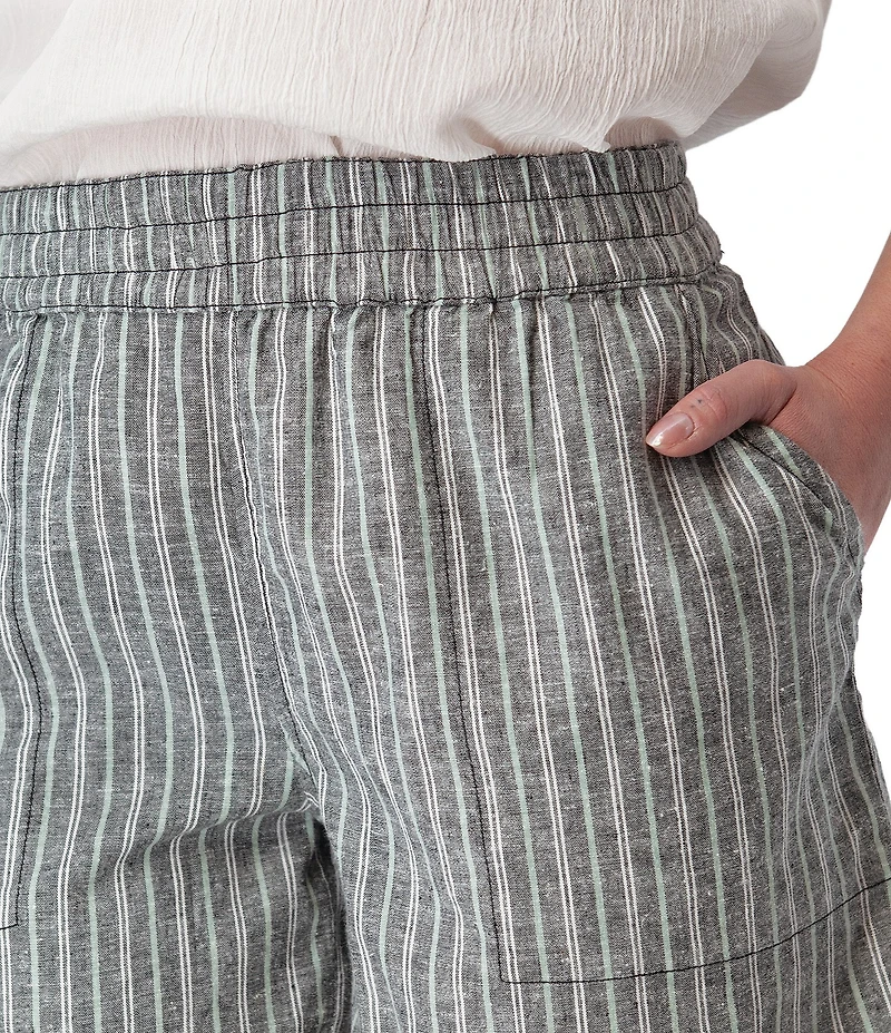 Aventura Breezy Stripe Mid Rise Smocked Waist Pull-On Shorts