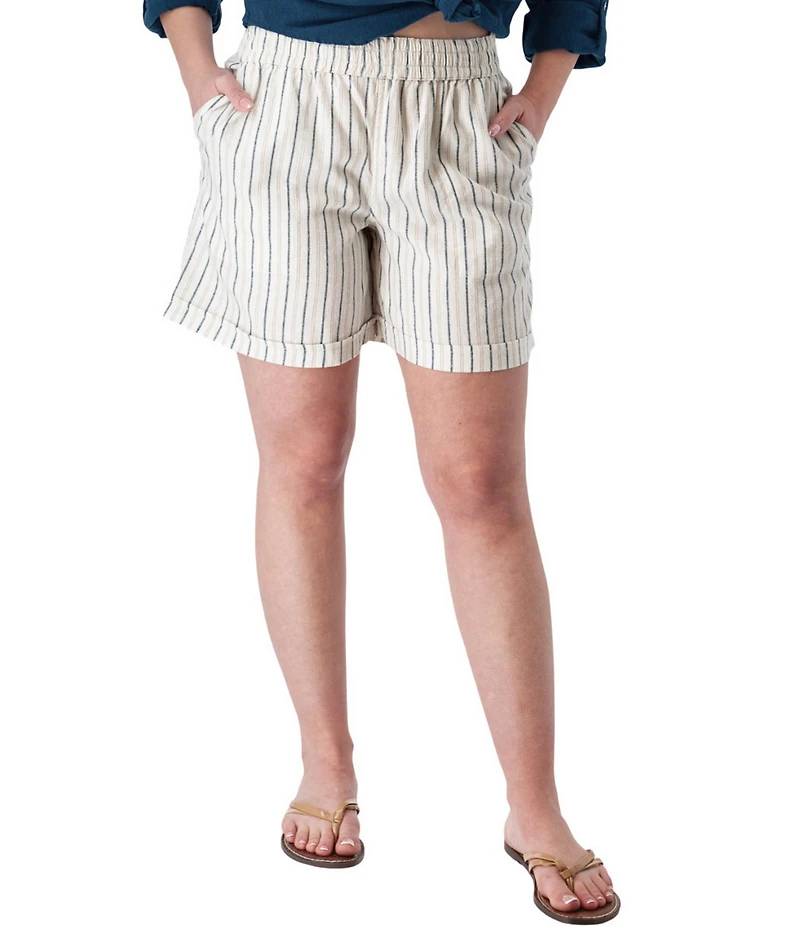 Aventura Breezy Stripe Mid Rise Smocked Waist Pull-On Shorts