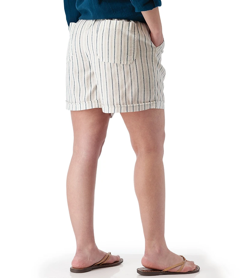 Aventura Breezy Stripe Mid Rise Smocked Waist Pull-On Shorts