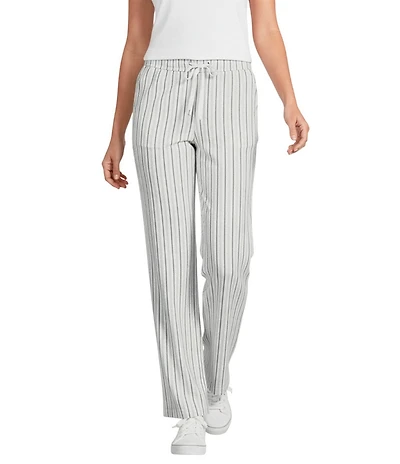 Aventura Breezy Woven Stripe Print Mid Rise Wide Leg Pull-On Pants