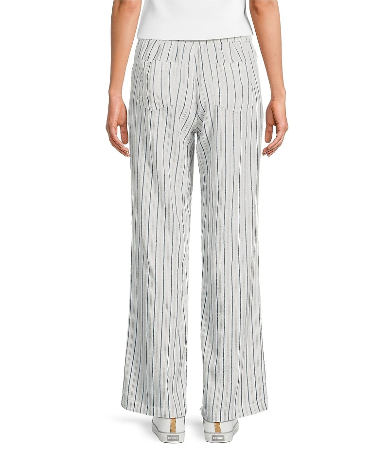 Aventura Breezy Woven Stripe Print Mid Rise Wide Leg Pull-On Pants