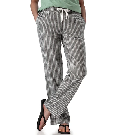 Aventura Breezy Woven Stripe Print Mid Rise Wide Leg Pull-On Pants