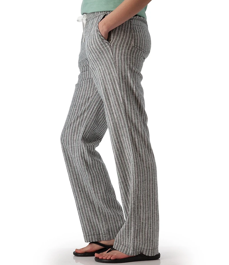 Aventura Breezy Woven Stripe Print Mid Rise Wide Leg Pull-On Pants