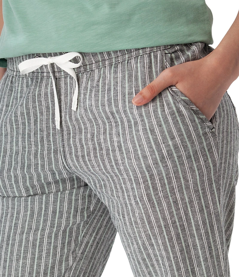 Aventura Breezy Woven Stripe Print Mid Rise Wide Leg Pull-On Pants