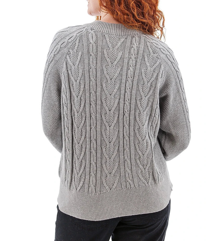 Aventura Cascade Cable Knit Crew Neck Long Sleeve Button Front Cardigan