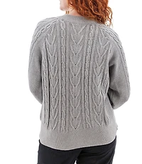 Aventura Cascade Cable Knit Crew Neck Long Sleeve Button Front Cardigan