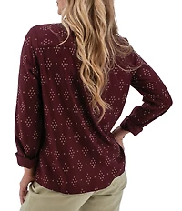 Aventura Cleo Printed Woven Point Collar Long Sleeve Button Front Shirt