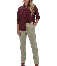 Aventura Cleo Printed Woven Point Collar Long Sleeve Button Front Shirt