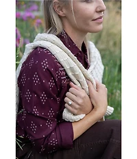 Aventura Cleo Printed Woven Point Collar Long Sleeve Button Front Shirt